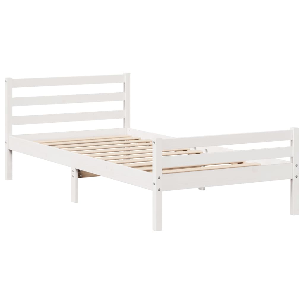 Sengeramme med hodegavl hvit 100x200 cm heltre furu