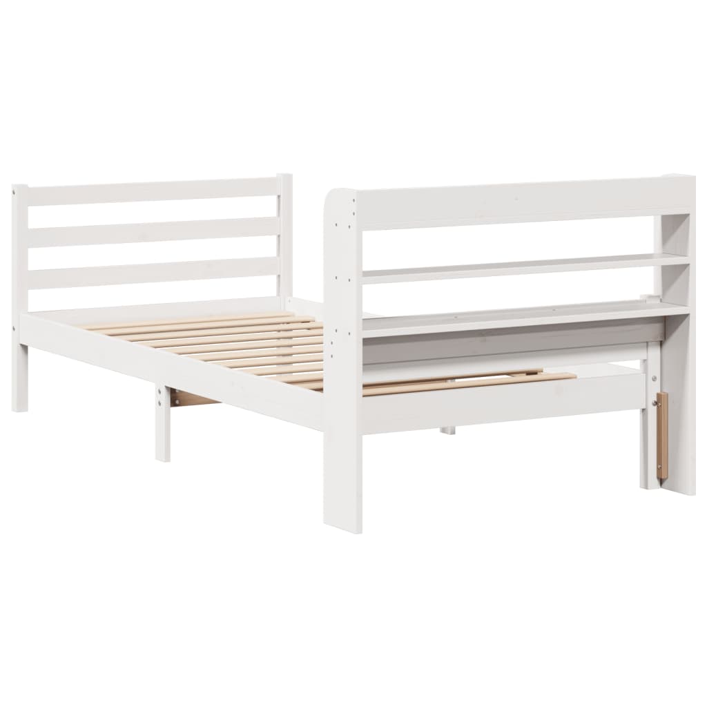 Sengeramme med hodegavl hvit 100x200 cm heltre furu