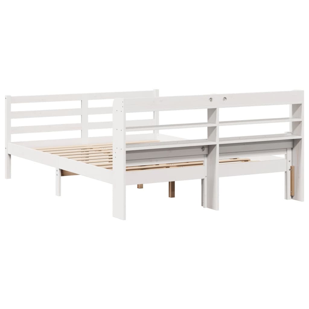 Sengeramme med hodegavl hvit 140x200 cm heltre furu