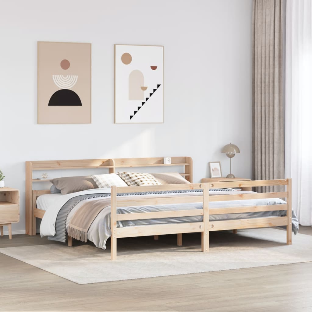 Sengeramme med hodegavl 200x200 cm heltre furu