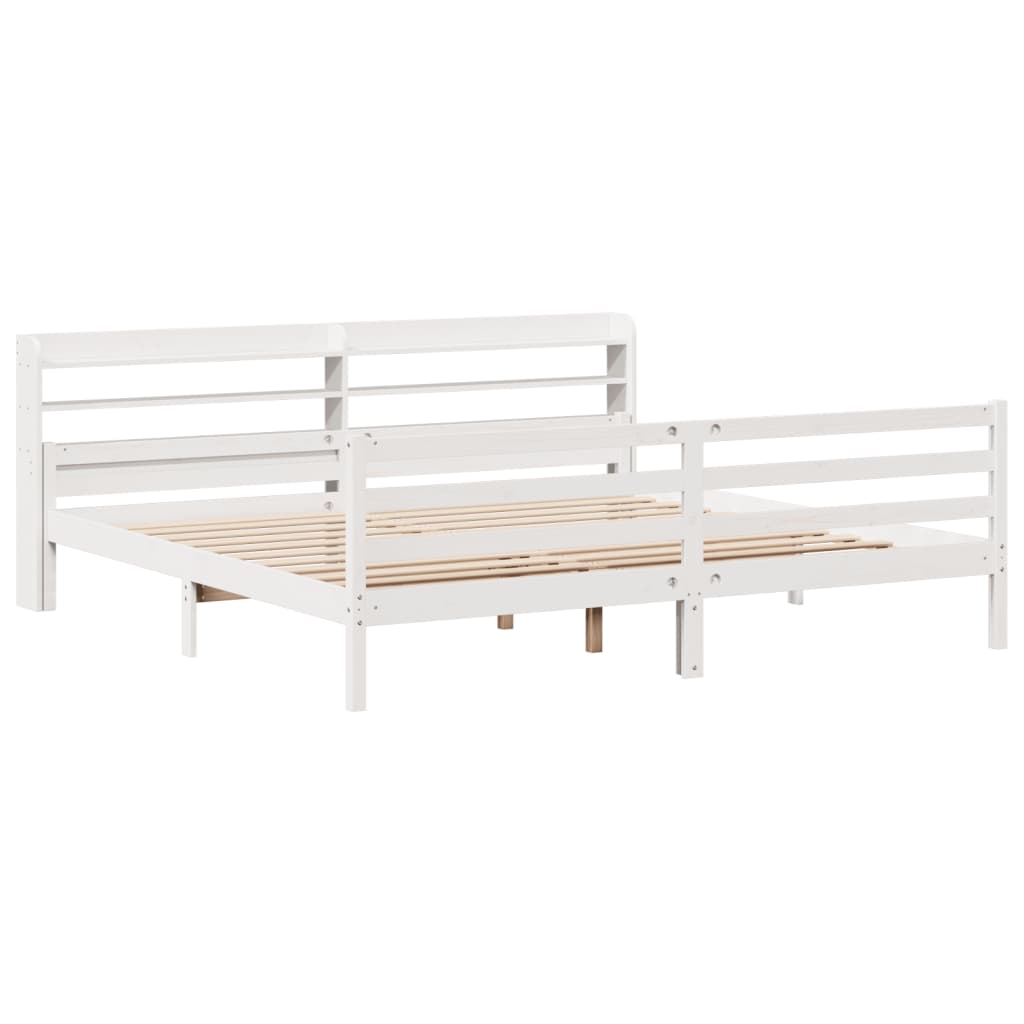 Sengeramme med hodegavl hvit 200x200 cm heltre furu