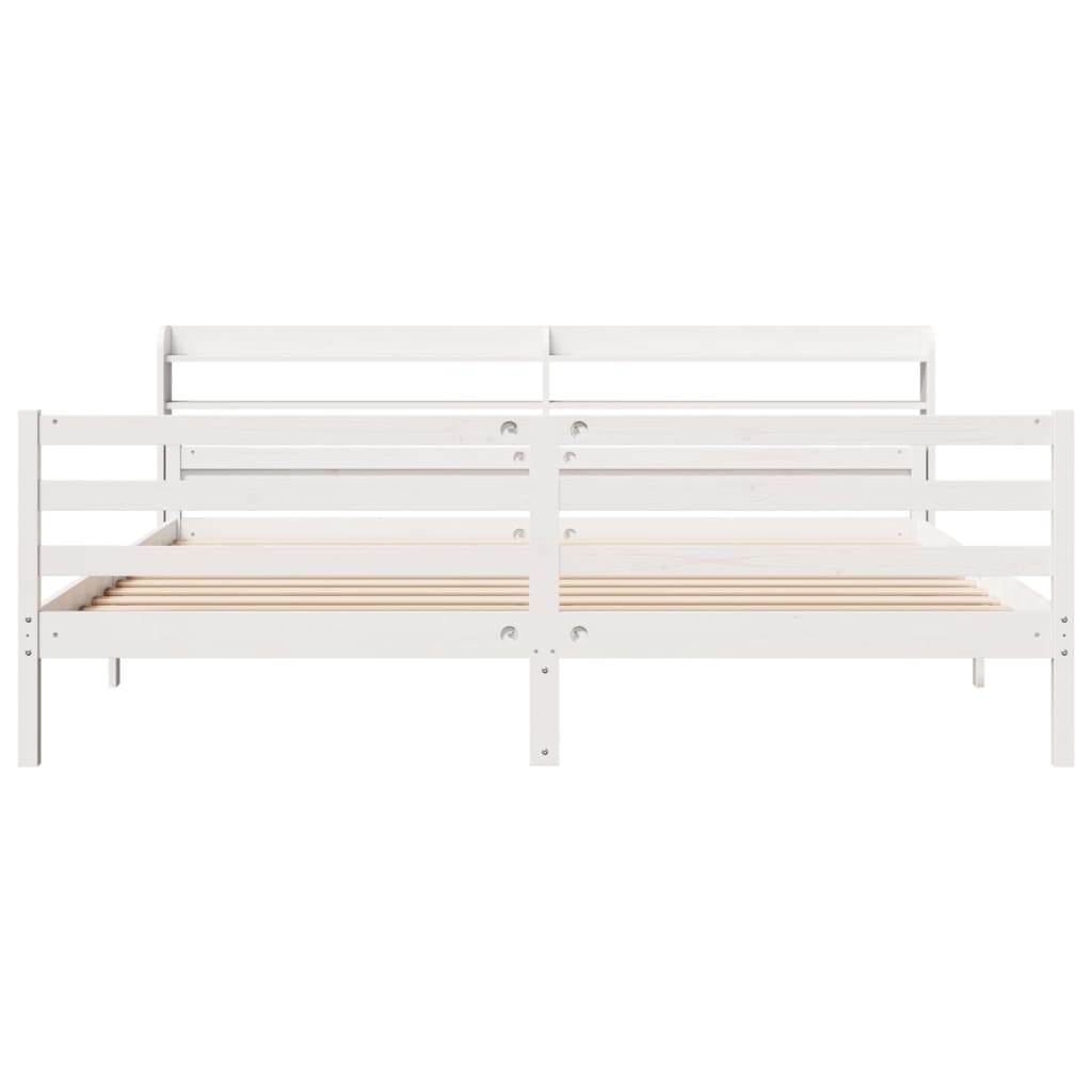 Sengeramme med hodegavl hvit 200x200 cm heltre furu