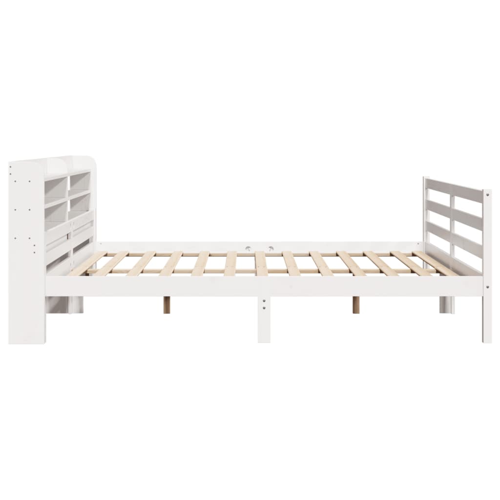 Sengeramme med hodegavl hvit 200x200 cm heltre furu