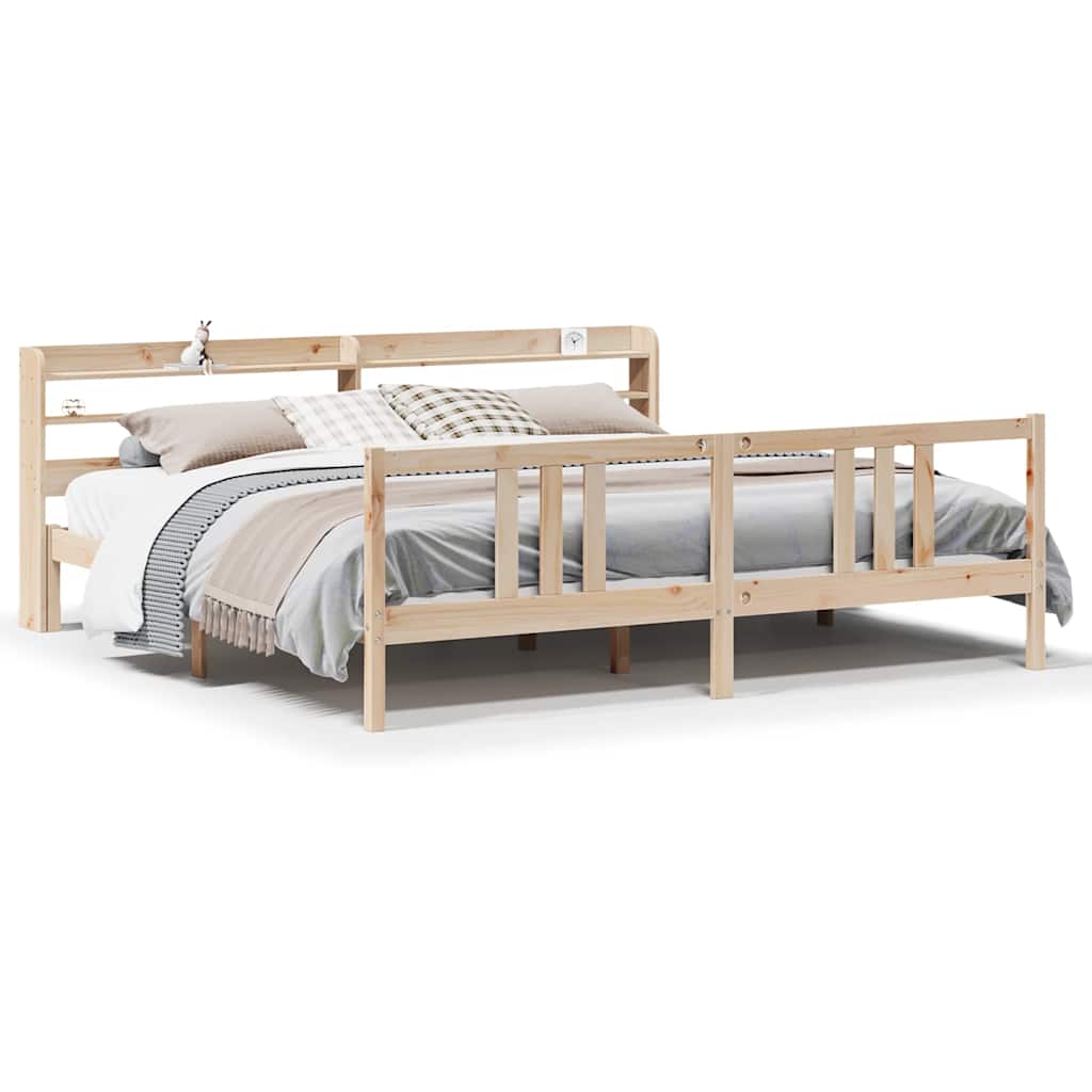 Sengeramme med hodegavl 200x200 cm heltre furu