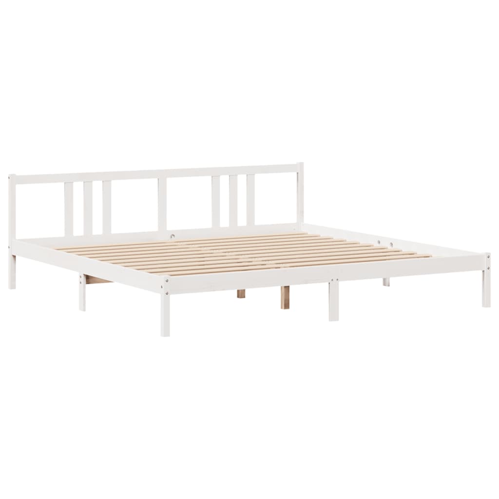 Sengeramme med hodegavl hvit 200x200 cm heltre furu