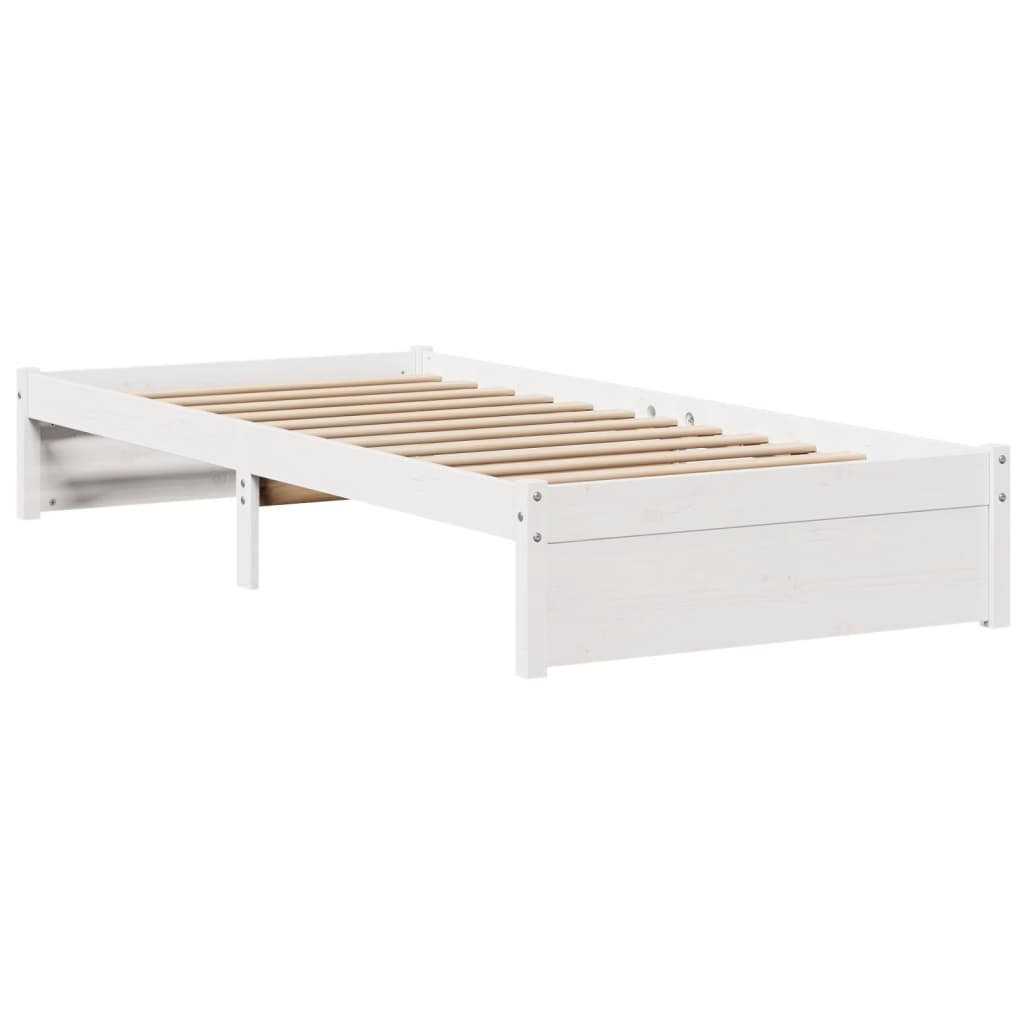 Sengeramme med hodegavl hvit 75x190 cm heltre furu