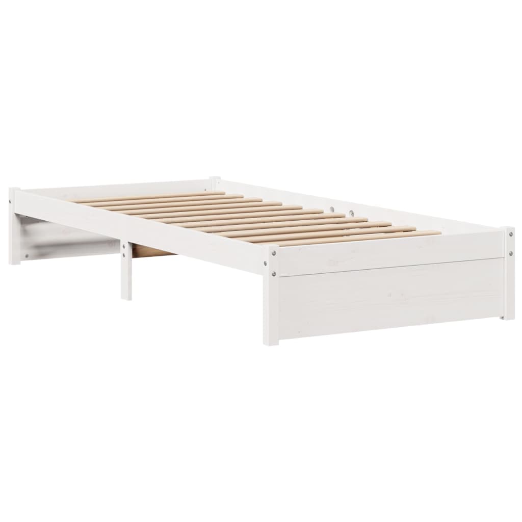 Sengeramme med hodegavl hvit 100x200 cm heltre furu
