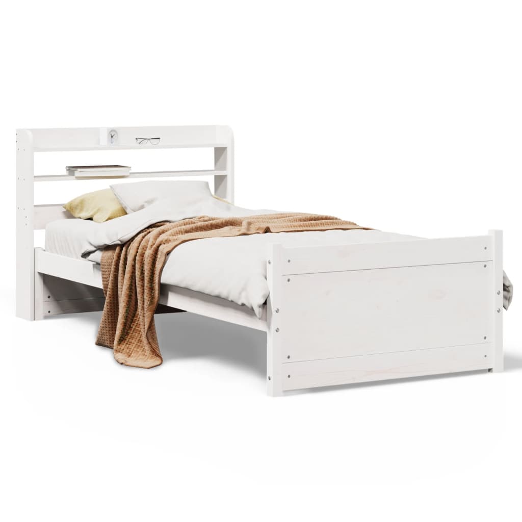 Sengeramme med hodegavl hvit 90x190 cm heltre furu