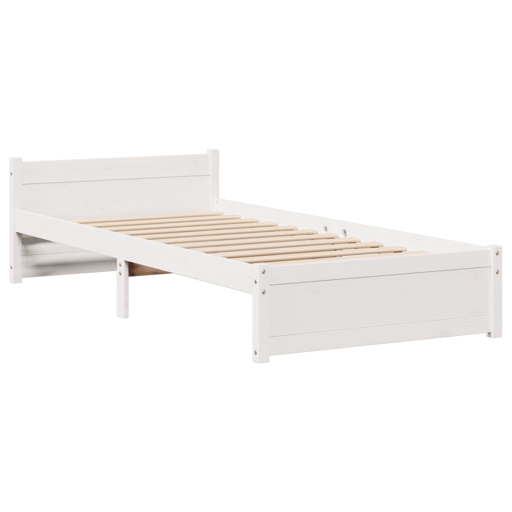 Sengeramme med hodegavl hvit 90x190 cm heltre furu