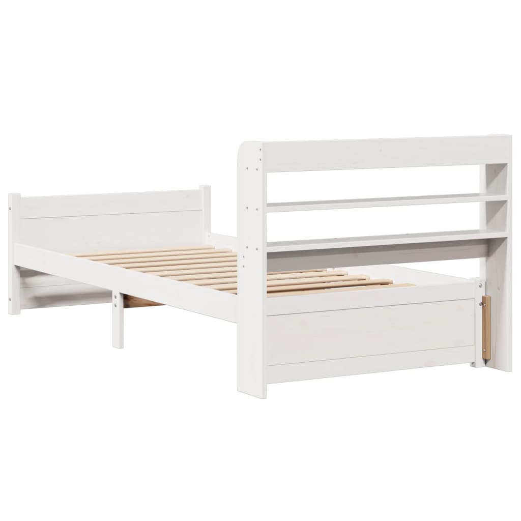 Sengeramme med hodegavl hvit 90x190 cm heltre furu