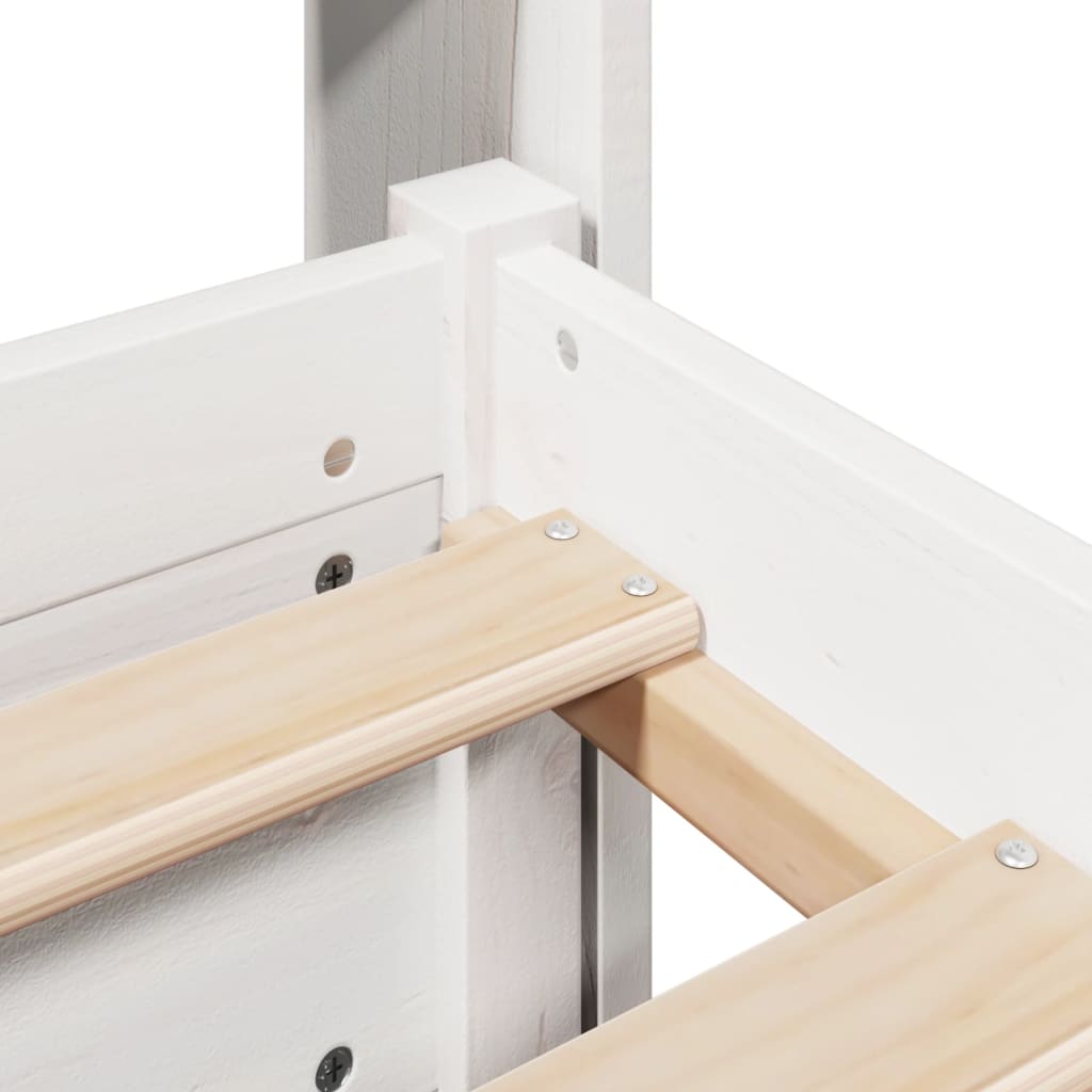 Sengeramme med hodegavl hvit 135x190 cm heltre furu