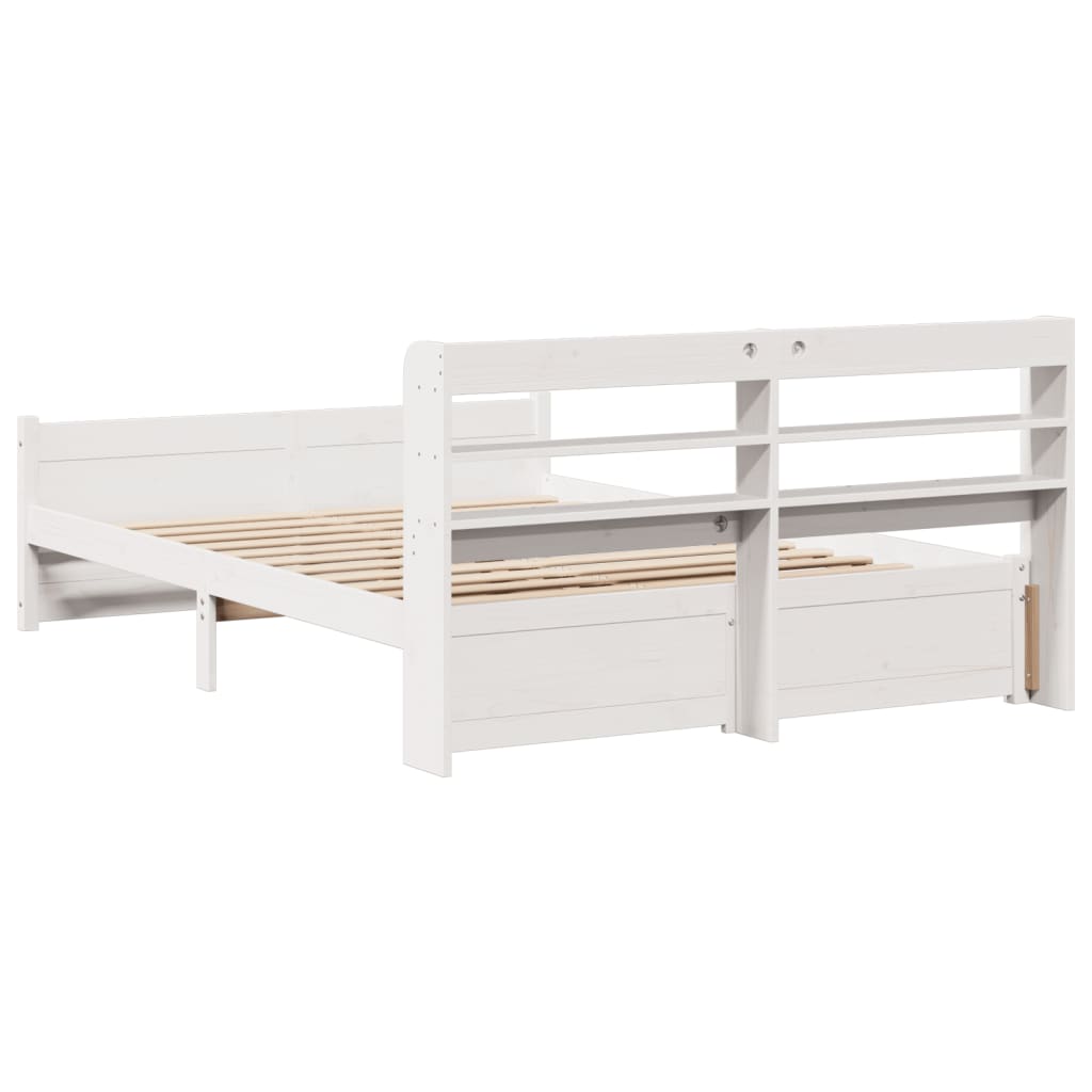 Sengeramme med hodegavl hvit 140x190 cm heltre furu vidaXL
