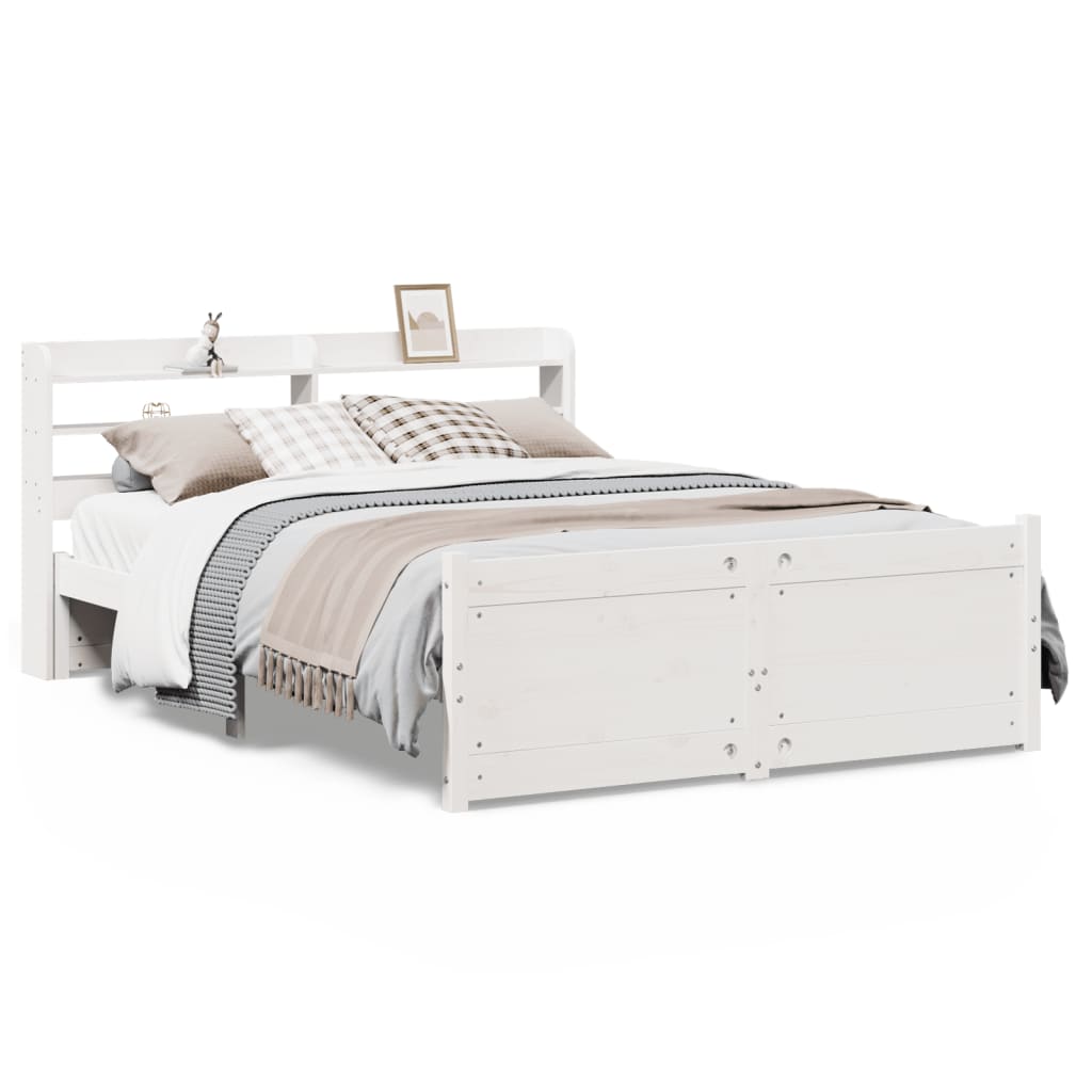 Sengeramme med hodegavl hvit 120x200 cm heltre furu vidaXL