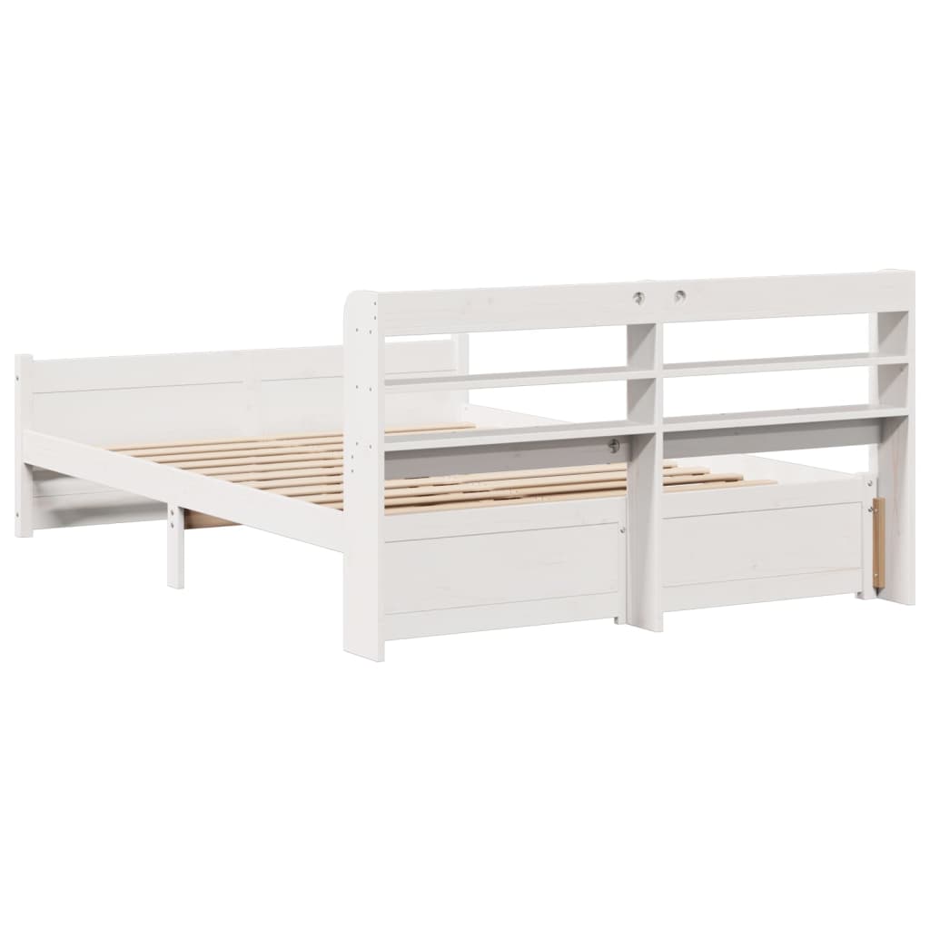 Sengeramme med hodegavl hvit 150x200 cm heltre furu