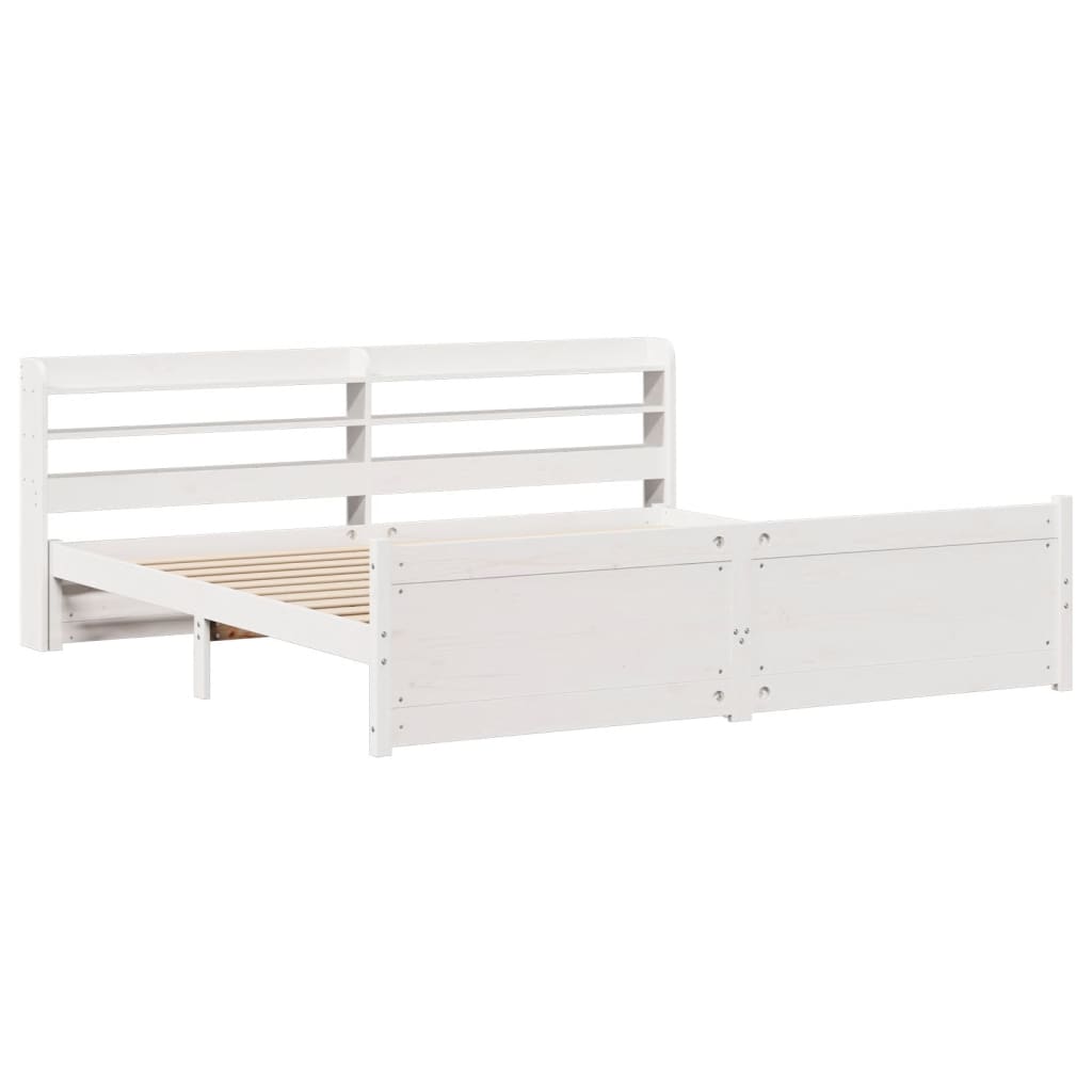 Sengeramme med hodegavl hvit 180x200 cm heltre furu