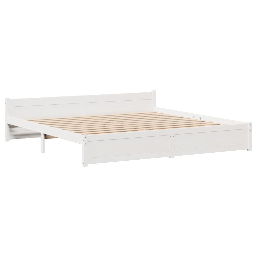 Sengeramme med hodegavl hvit 180x200 cm heltre furu