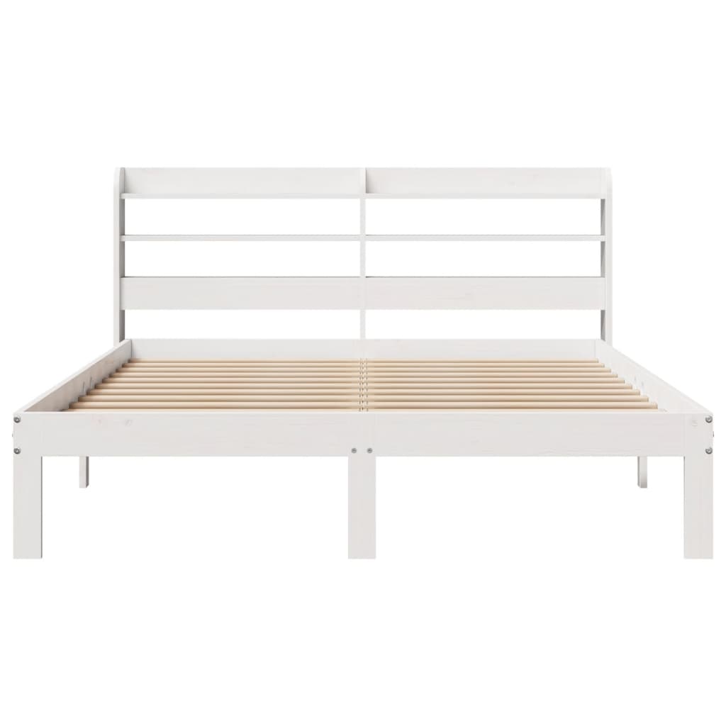Sengeramme med hodegavl hvit 140x190 cm heltre furu