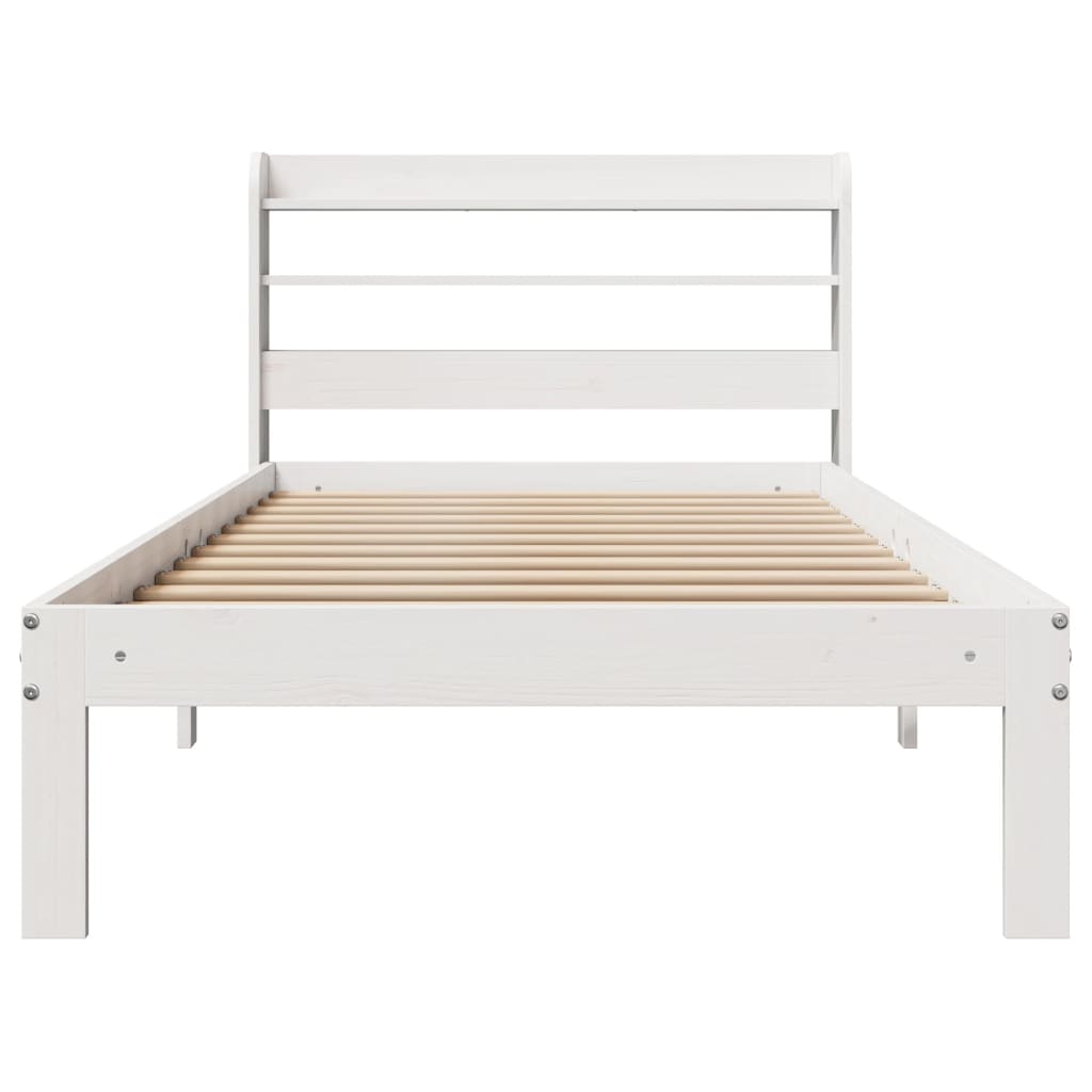 Sengeramme med hodegavl hvit 90x200 cm heltre furu