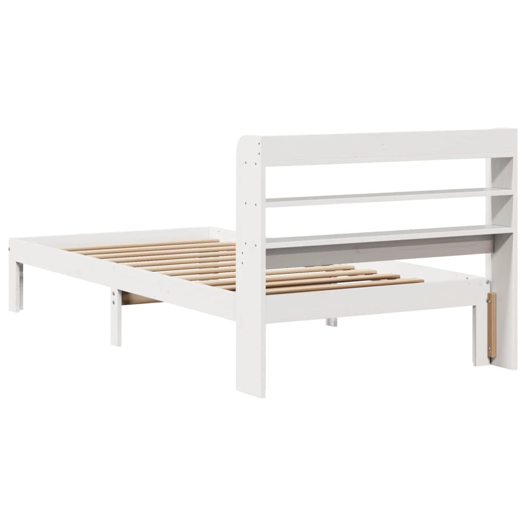 Sengeramme med hodegavl hvit 90x200 cm heltre furu