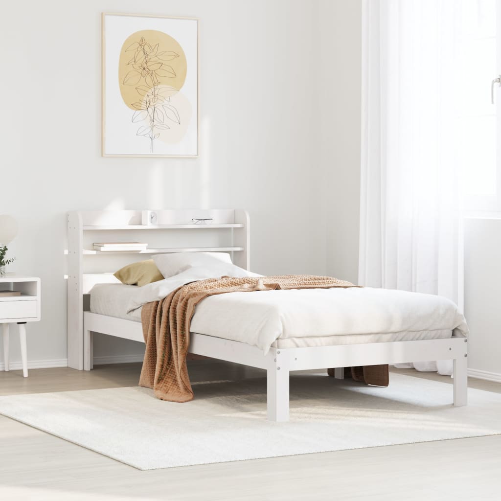Sengeramme med hodegavl hvit 90x200 cm heltre furu