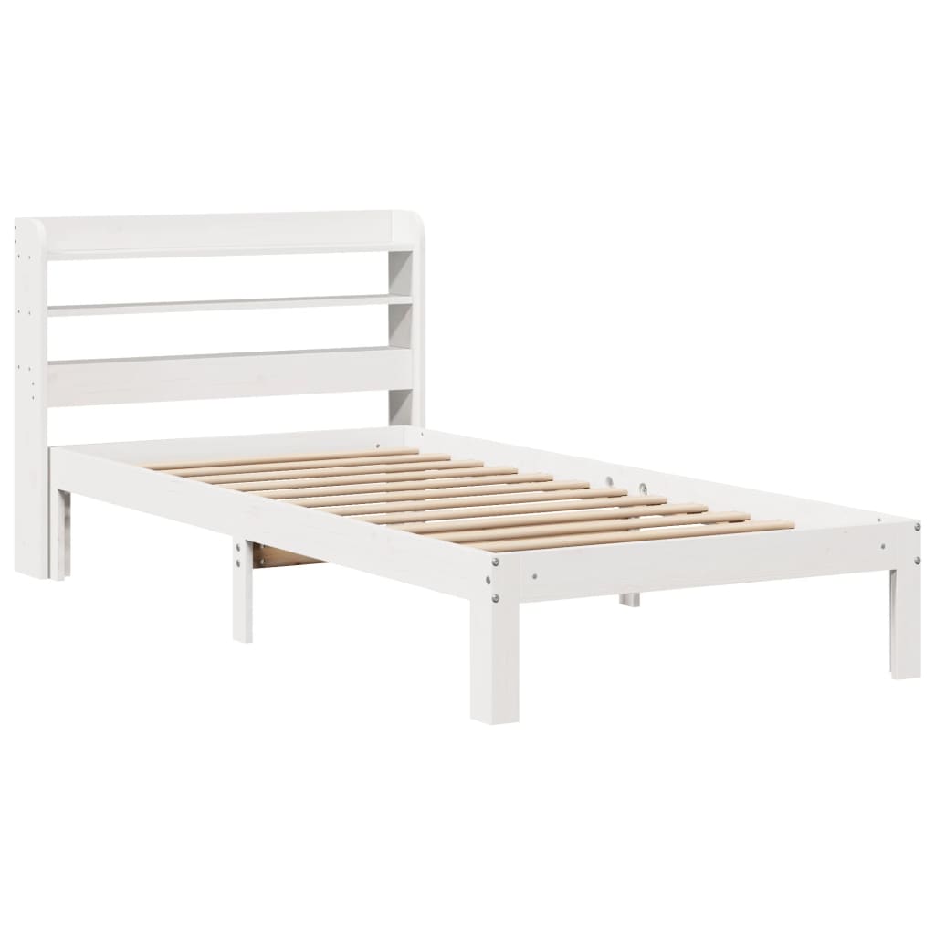 Sengeramme med hodegavl hvit 100x200 cm heltre furu