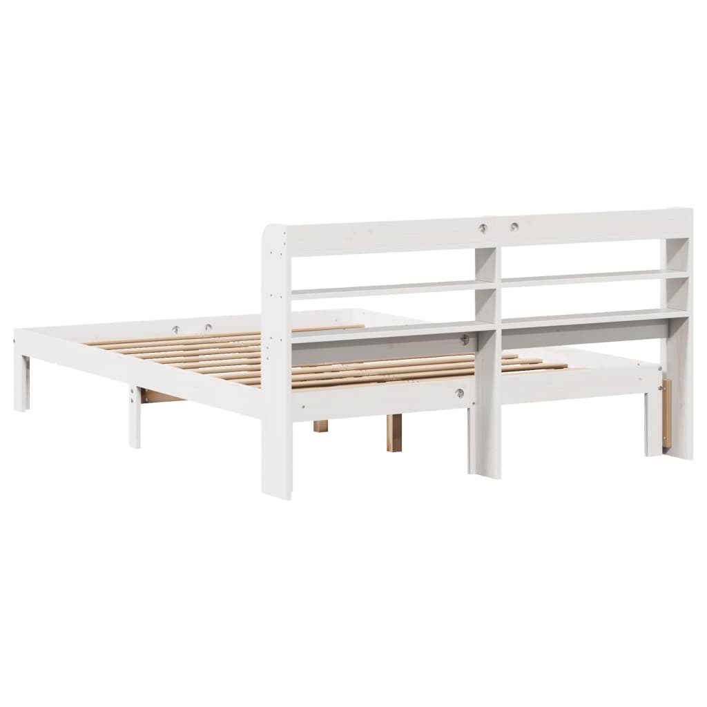 Sengeramme med hodegavl hvit 150x200 cm heltre furu