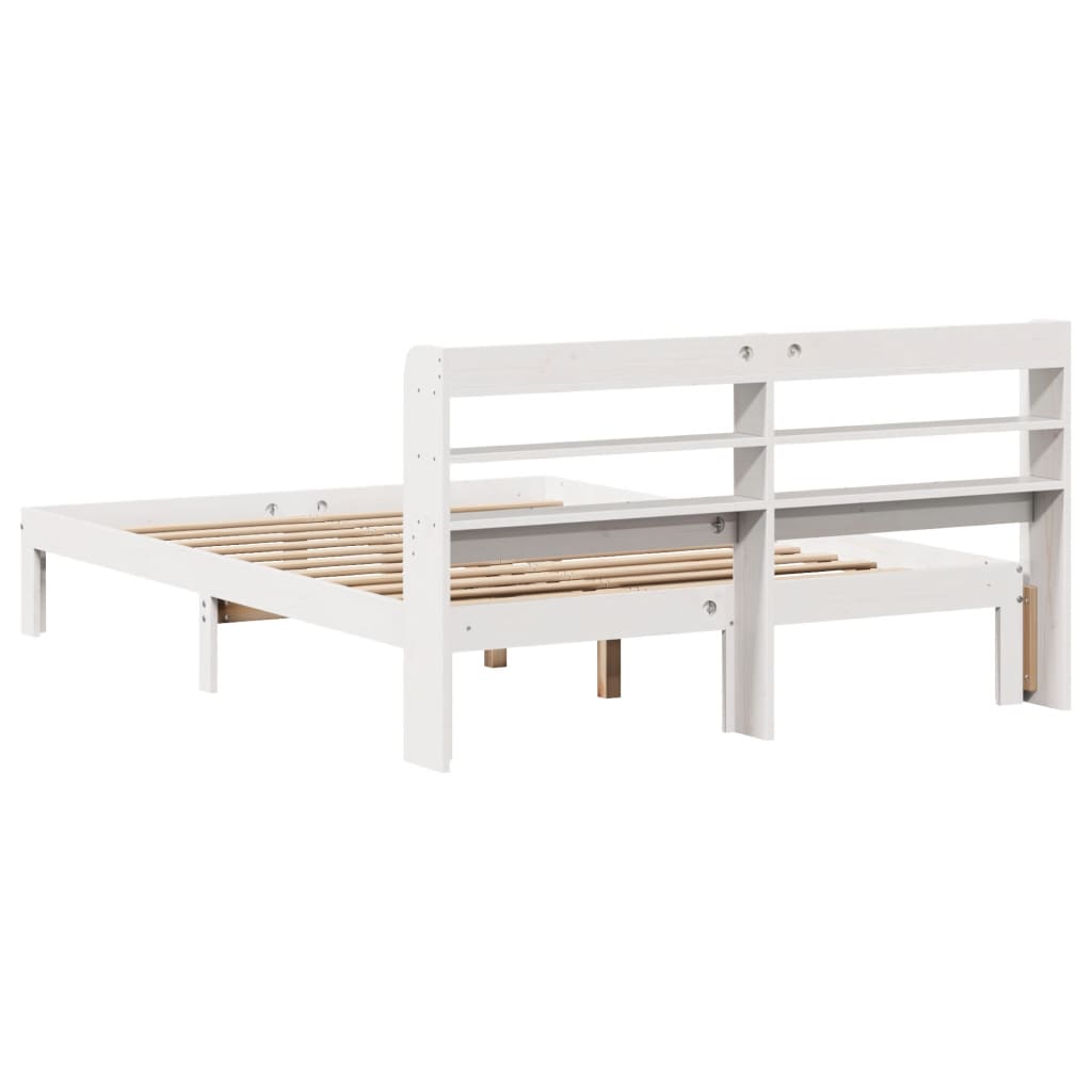 Sengeramme med hodegavl hvit 160x200 cm heltre furu