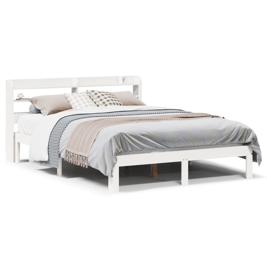 Sengeramme med hodegavl hvit 160x200 cm heltre furu