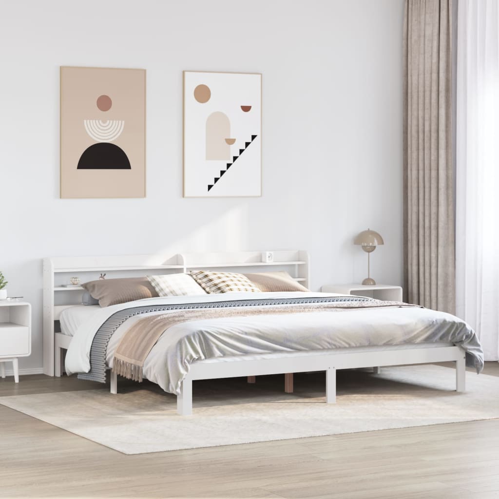 Sengeramme med hodegavl hvit 180x200 cm heltre furu