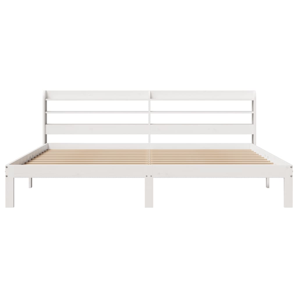 Sengeramme med hodegavl hvit 180x200 cm heltre furu