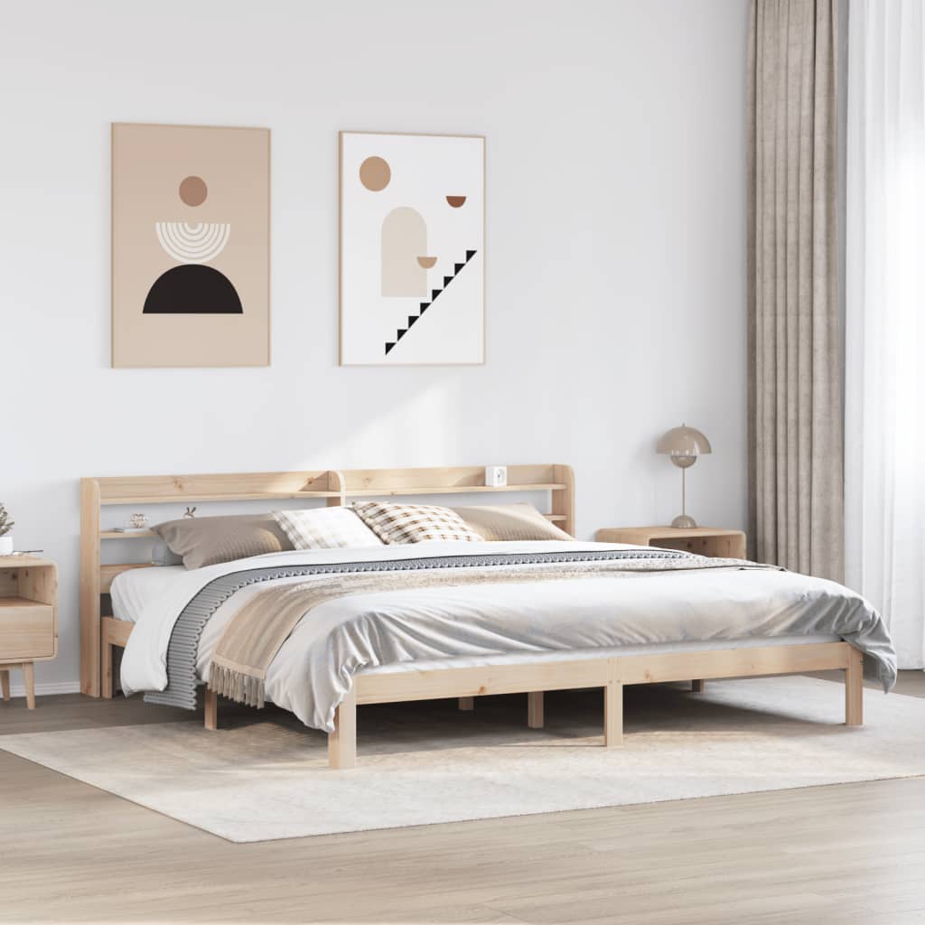 Sengeramme med hodegavl 200x200 cm heltre furu