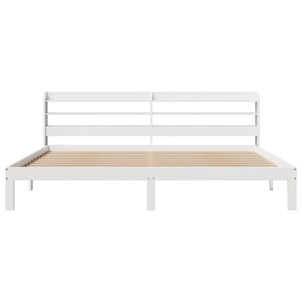 Sengeramme med hodegavl hvit 200x200 cm heltre furu