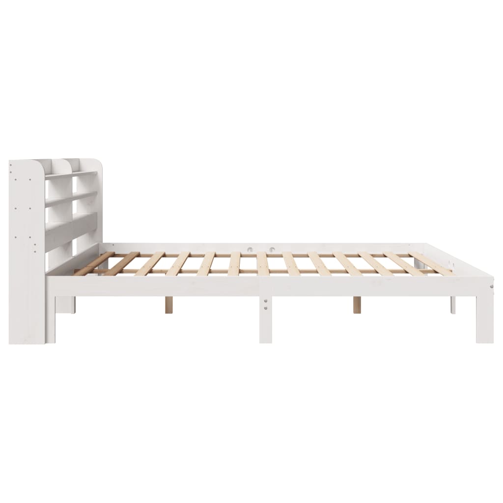 Sengeramme med hodegavl hvit 200x200 cm heltre furu