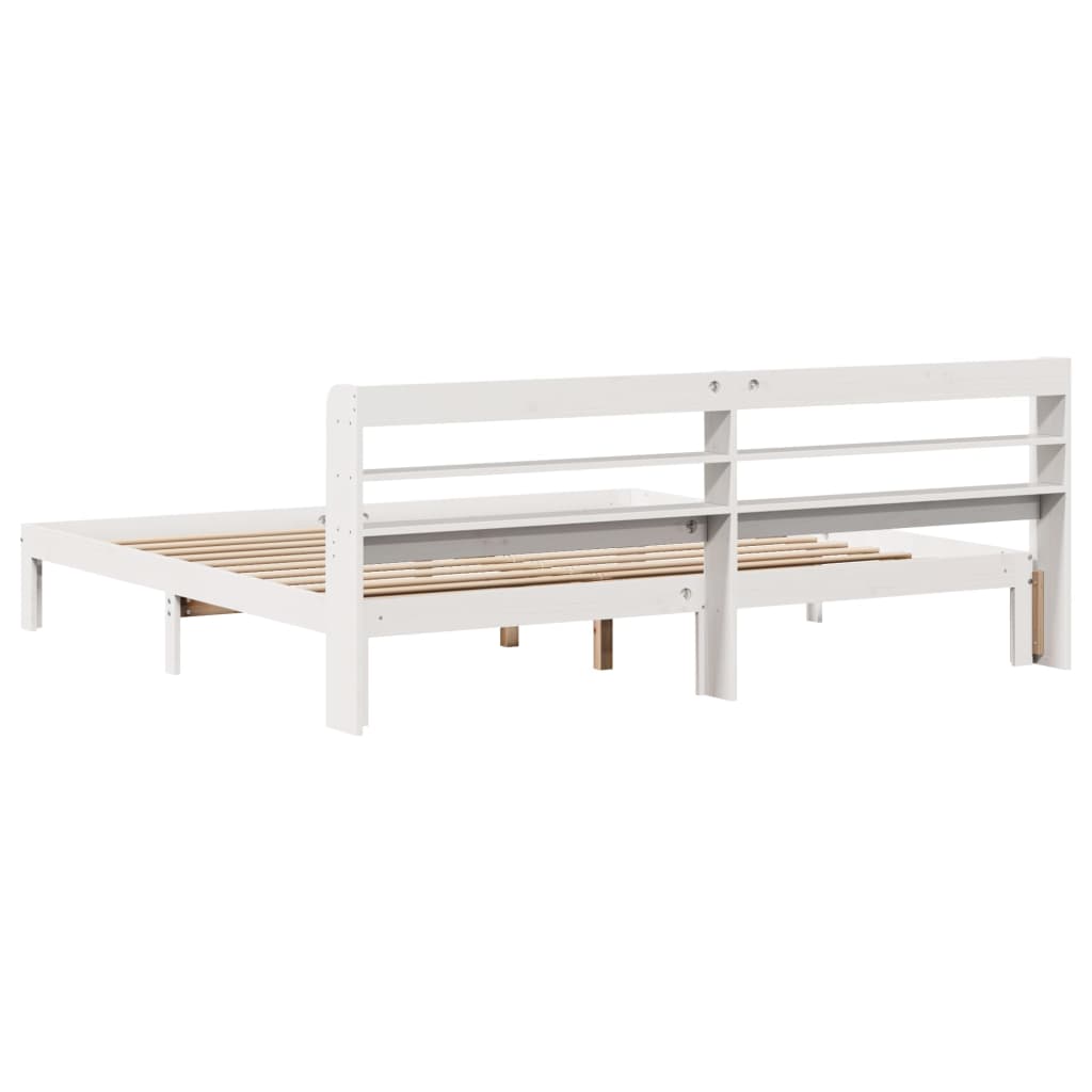 Sengeramme med hodegavl hvit 200x200 cm heltre furu