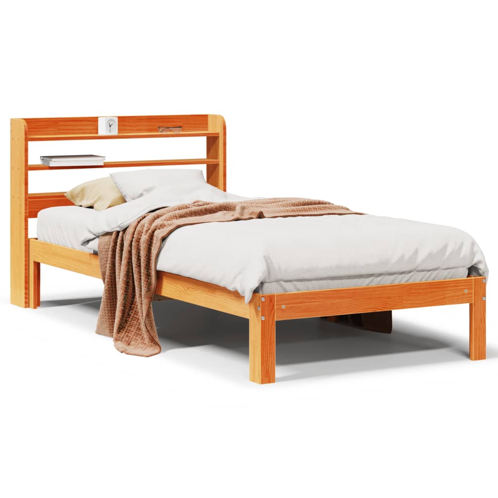 Sengeramme uten madrass voksbrun 75x190 cm heltre furu