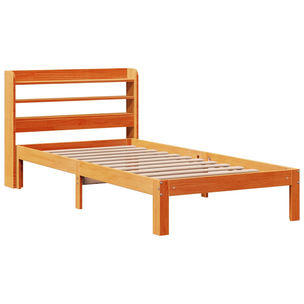 Sengeramme uten madrass voksbrun 75x190 cm heltre furu
