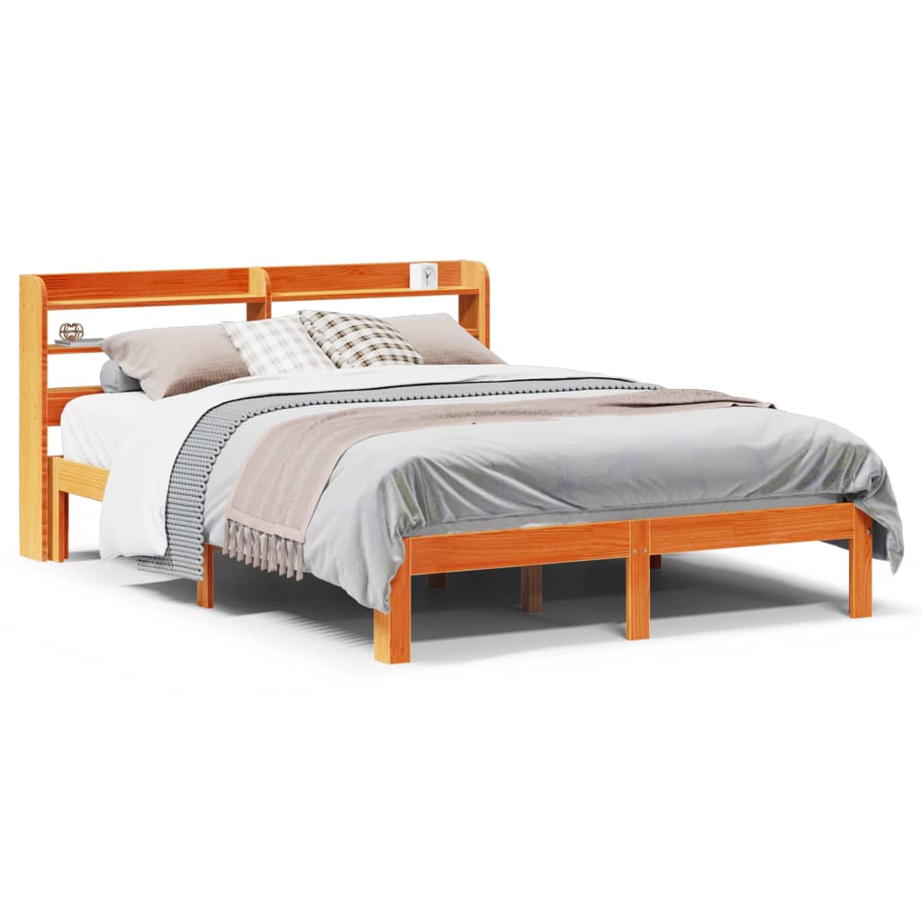 Sengeramme uten madrass voksbrun 140x190 cm heltre furu