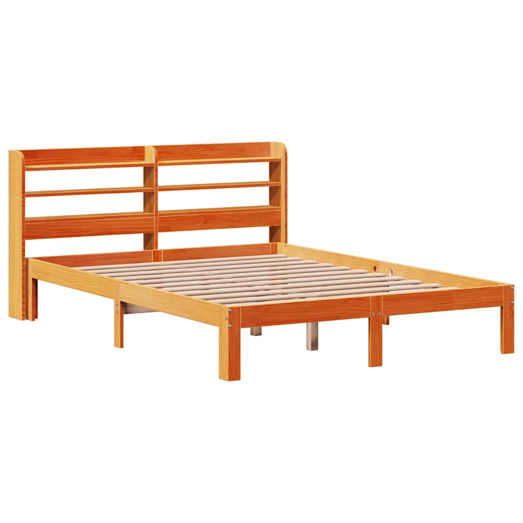 Sengeramme uten madrass voksbrun 140x200 cm heltre furu