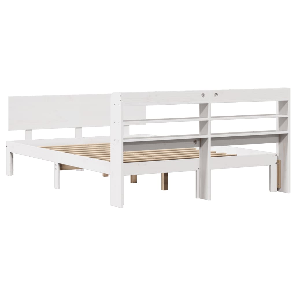 Sengeramme med hodegavl hvit 120x190 cm heltre furu