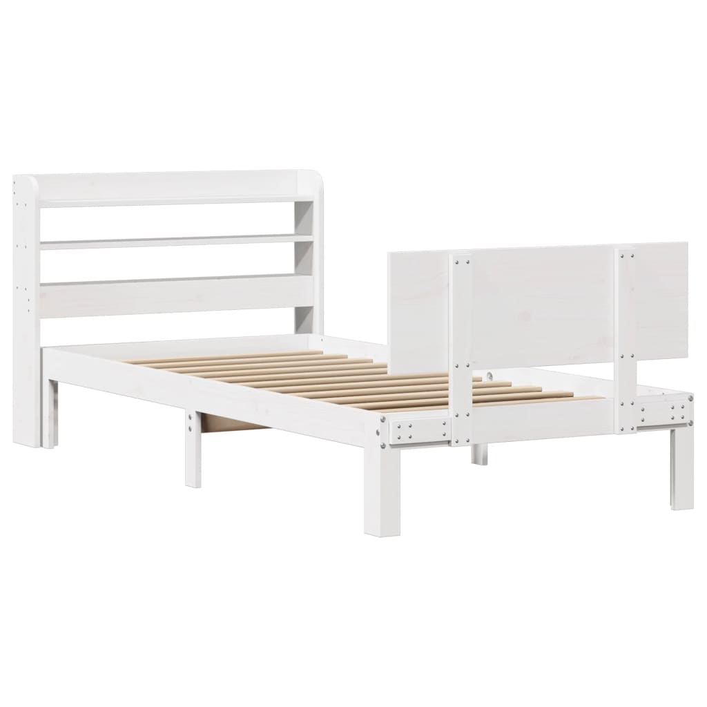 Sengeramme med hodegavl hvit 90x200 cm heltre furu