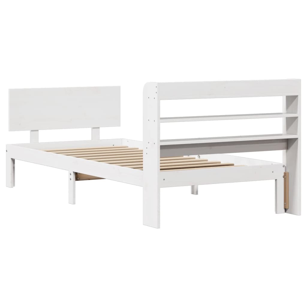 Sengeramme med hodegavl hvit 90x200 cm heltre furu