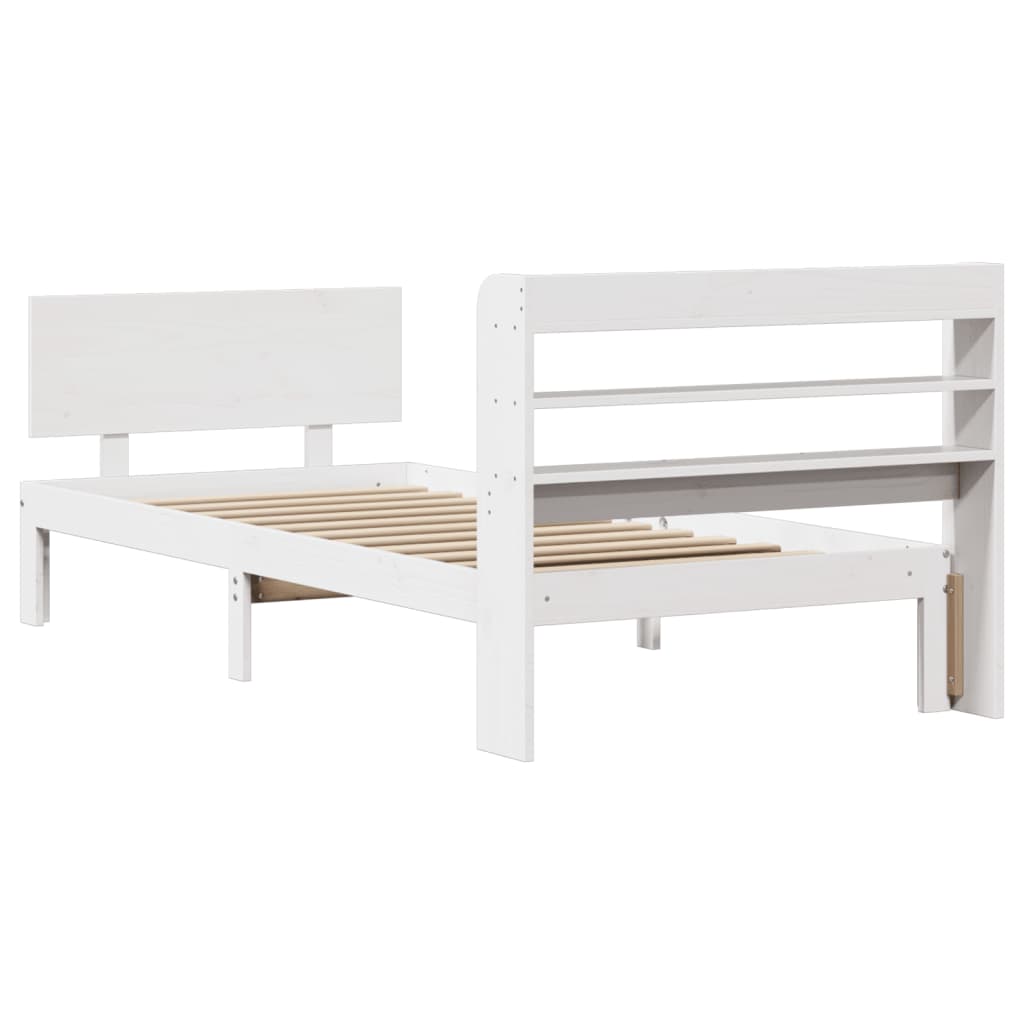 Sengeramme med hodegavl hvit 100x200 cm heltre furu