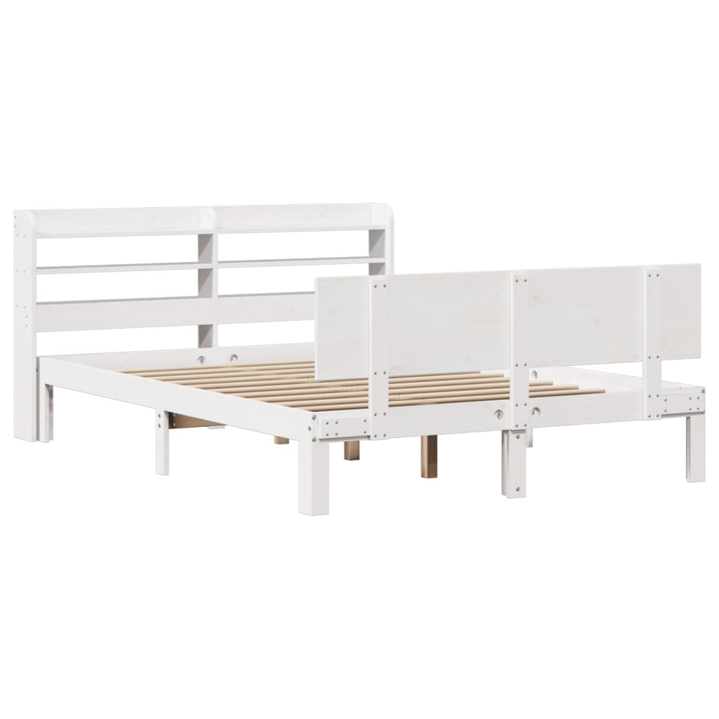 Sengeramme med hodegavl hvit 140x200 cm heltre furu