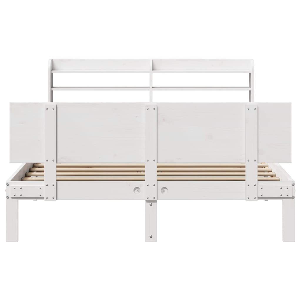 Sengeramme med hodegavl hvit 140x200 cm heltre furu