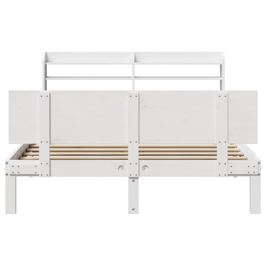 Sengeramme med hodegavl hvit 150x200 cm heltre furu