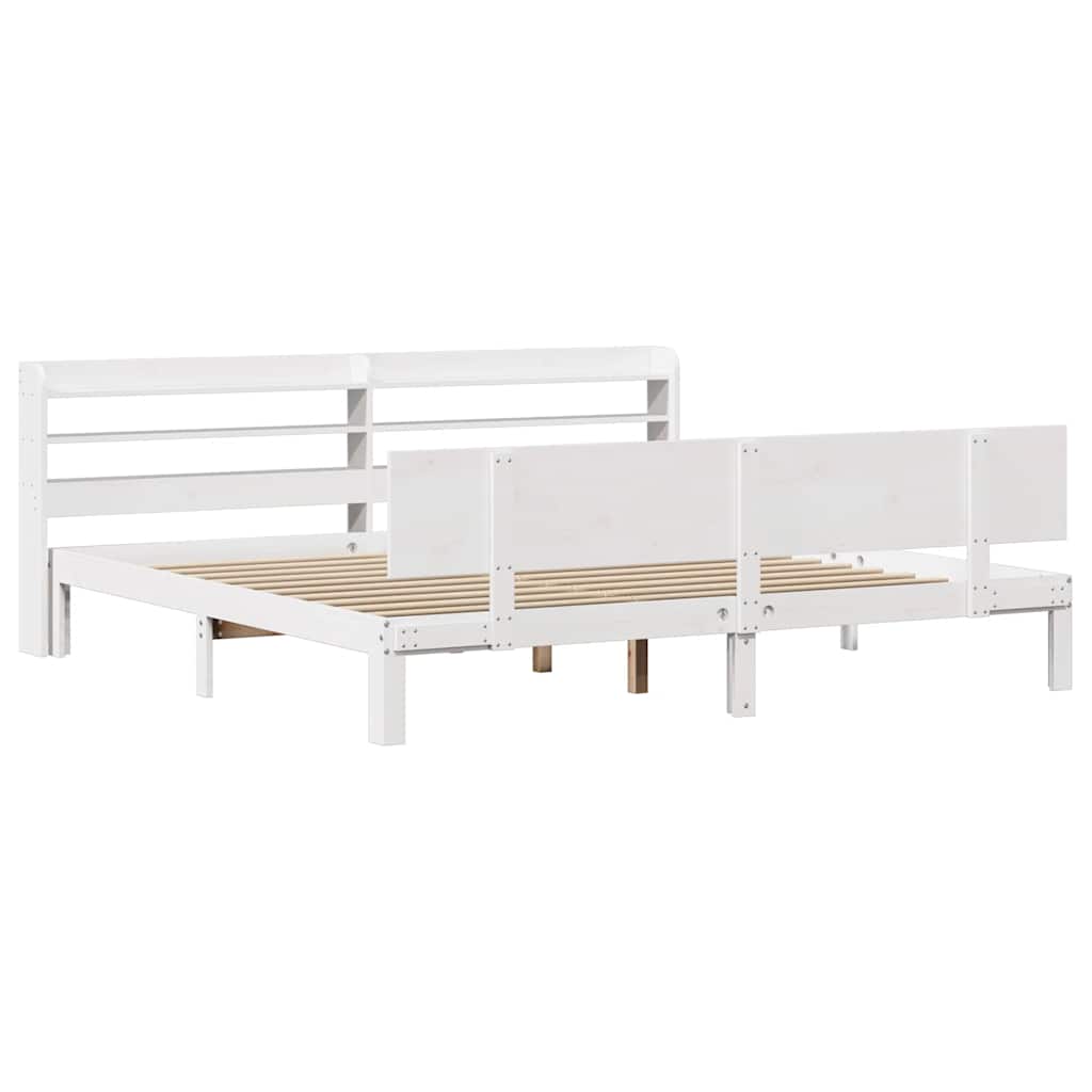 Sengeramme med hodegavl hvit 180x200 cm heltre furu