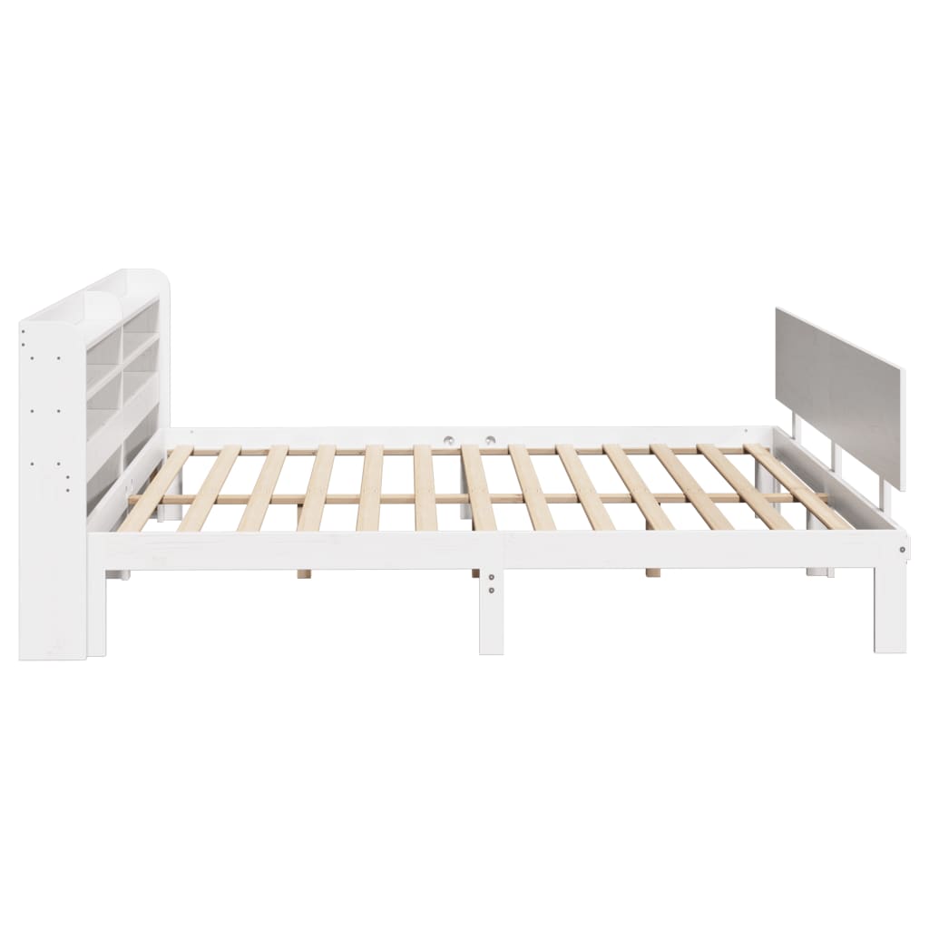 Sengeramme med hodegavl hvit 200x200 cm heltre furu