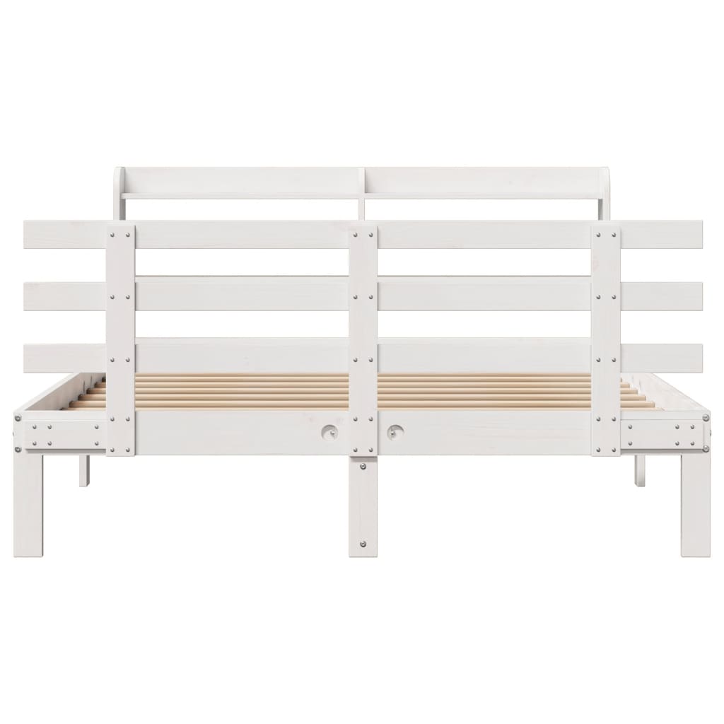 Sengeramme med hodegavl hvit 135x190 cm heltre furu