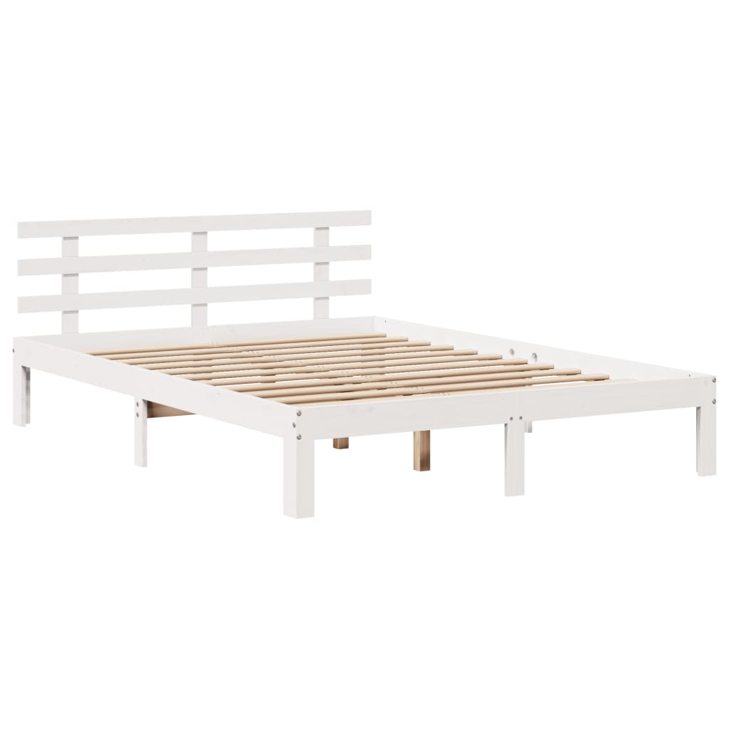Sengeramme med hodegavl hvit 135x190 cm heltre furu