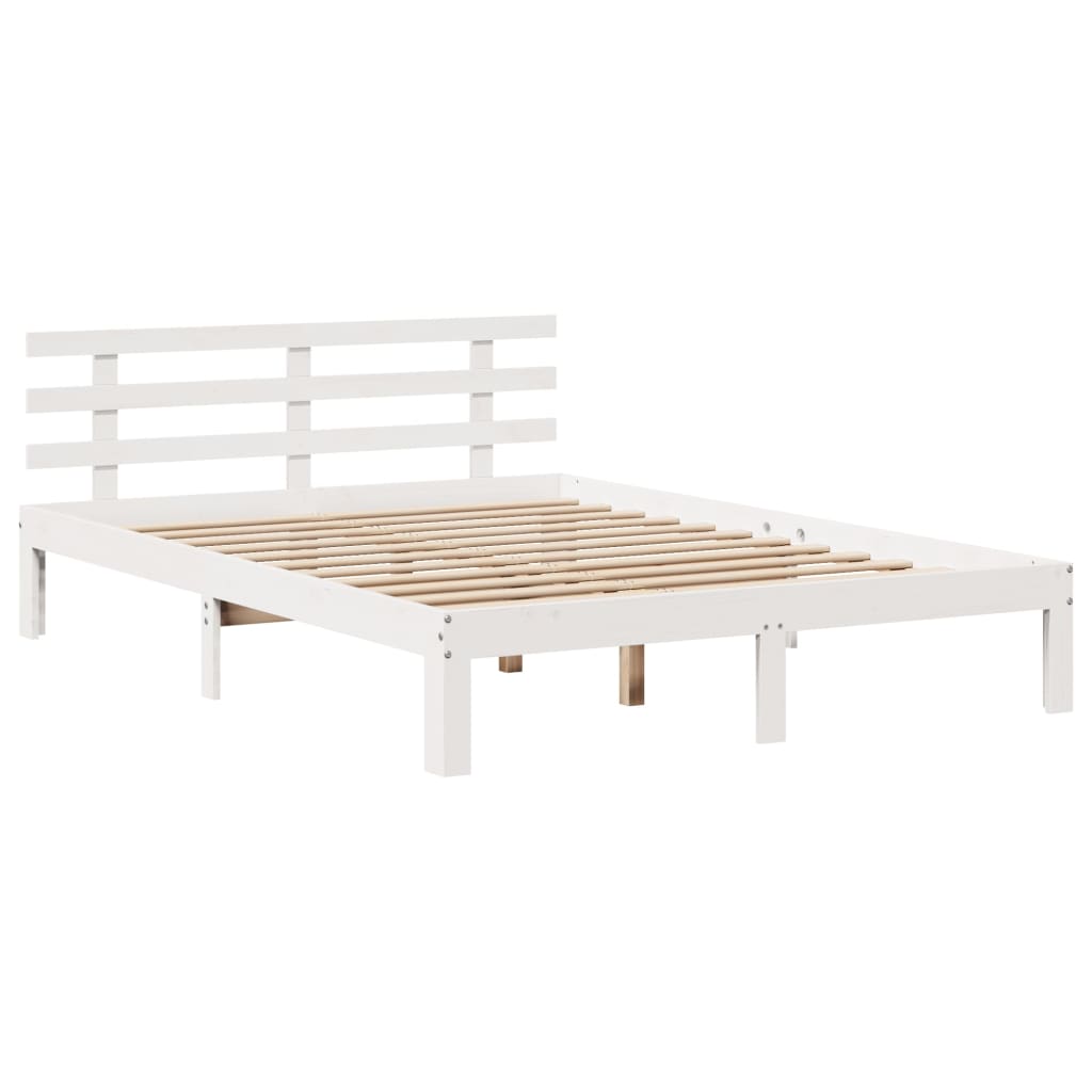Sengeramme med hodegavl hvit 140x190 cm heltre furu